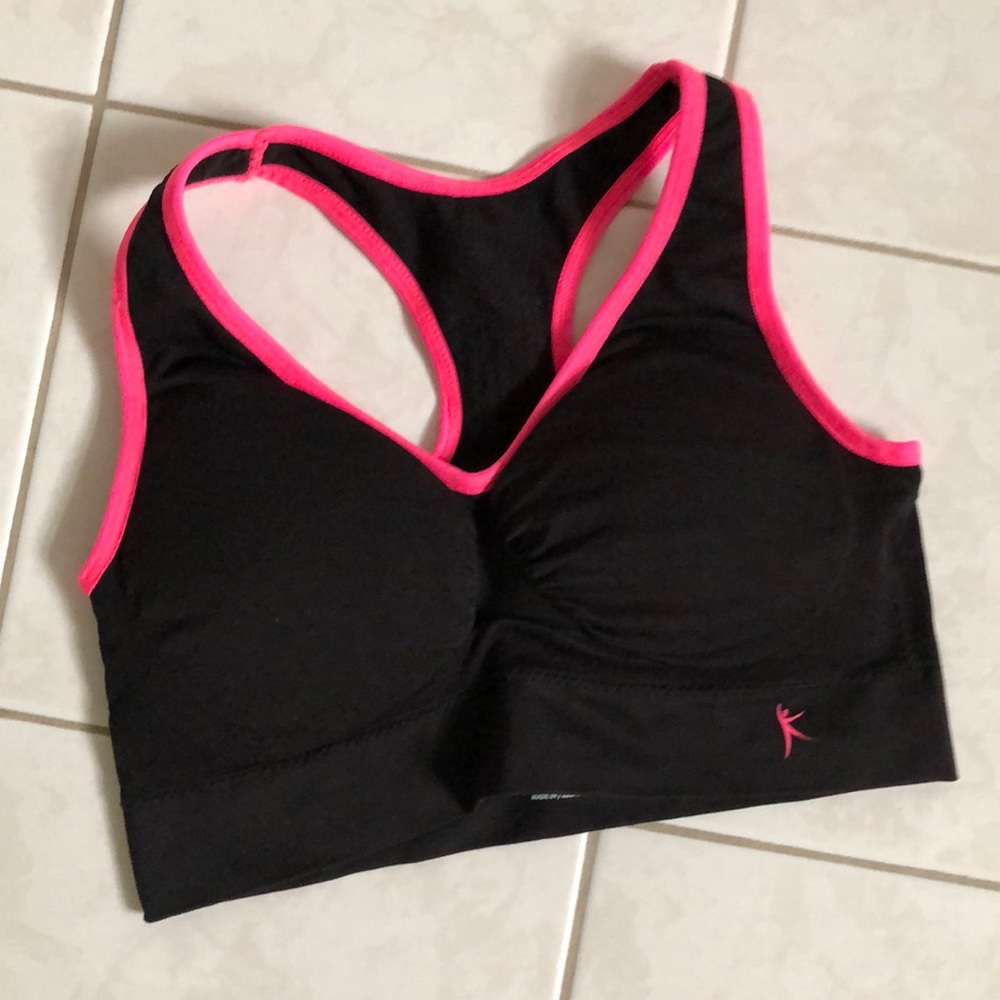 Black and pink Danskin sports bra